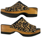 *M. Gemi Greta Leopard Suede Leather Slide Platform Clog, Size 41