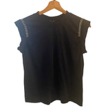 *Rachel Comey Miles Cotton Knit Cap Sleeve Crochet Trim Crew Neck Tee Top, Size XS