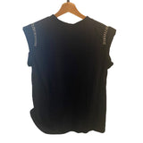 *Rachel Comey Miles Cotton Knit Cap Sleeve Crochet Trim Crew Neck Tee Top, Size XS