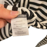 *Veronica Beard Dawson Cotton Rib Knit Stripe Long Sleeve Crew Neck Ruffle Tee Top, Size XS