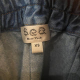 *Sea New York Dagmar Denim Grid Paperbag Waist Snap-Front Mini Skirt, Size XS