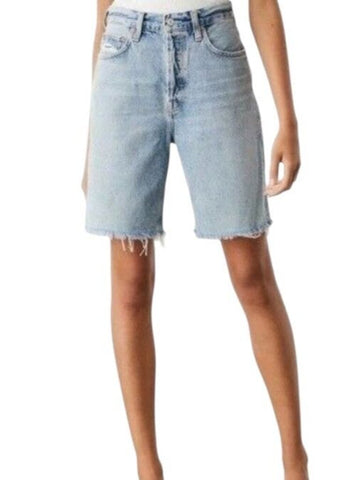 AGOLDE 90's High-Rise Bermuda 12" Long Cut-Off Denim Shorts, Size 25 (2)