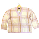 *Rails Colleen Mohair & Wool Plaid V-Neck Oversized Pullover Sweater, Size XS