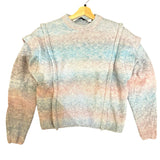 *IRO Valya Alpaca & Wool Blend Ombre Stripe Pleated Crew Neck Pullover Sweater, Size XS