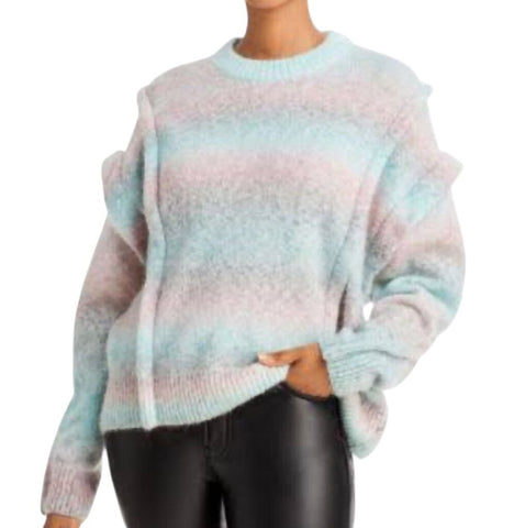 *IRO Valya Alpaca & Wool Blend Ombre Stripe Pleated Crew Neck Pullover Sweater, Size XS