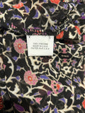 *MISA Adora Floral Chiffon Blouson Long Sleeve Ruffle Tiered Popover Mini Shirt Dress, Size S