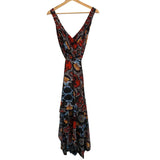 *Alice + Olivia Kora Floral Halter V-Neck Open Cross Back Handkerchief Midi Dress, Size 2