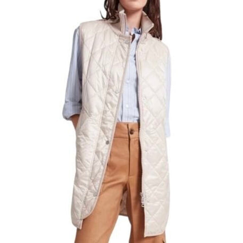 *Adroit Atalier Destiny Diamond Quilted Down-Filled Sleeveless Long Parka Vest, Size XS