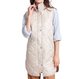 *Adroit Atalier Destiny Diamond Quilted Down-Filled Sleeveless Long Parka Vest, Size XS