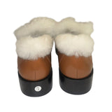 *Larroude Bobbie Leather Shearling Trim Gold Buckle Vamp 1.5" Block Heel Loafers, Size