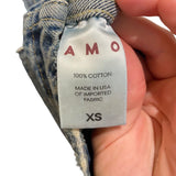 *AMO Sally Cotton Denim Zip Front Patch Pocket Bomber Jacket, Size XS