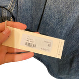 *AMO Sally Cotton Denim Zip Front Patch Pocket Bomber Jacket, Size XS