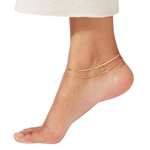 ^Jenny Bird Surfside Gold Plate Double Chain Anklet