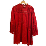 *NWT Damson Madder Clancy Eyelet & Lace Trim Long Sleeve High Neck Mini Dress, Size DM 12=US 8