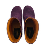 *Swedish Hasbeens Viola Suede Pull-On Wooden Platform Heel Clog Booties, Size 37