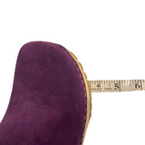 *Swedish Hasbeens Viola Suede Pull-On Wooden Platform Heel Clog Booties, Size 37