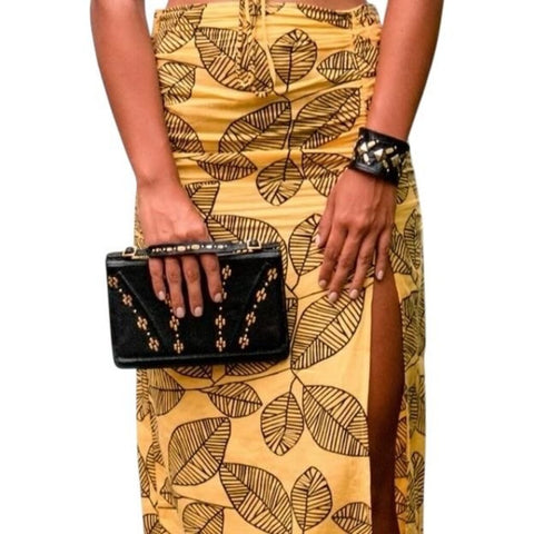 ^Callleen Cordero Rena 2 Leather & Brass Top Handle Bi-Fold Wallet Cliutch