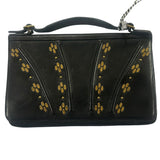 *Callleen Cordero Rena 2 Leather & Brass Top Handle Bi-Fold Wallet Cliutch