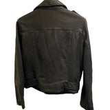 *ALLSAINTS Balfern Leather Asymmetrical Front Zip Belted Hem Epaulettes Moto Biker Jacket, Size 8