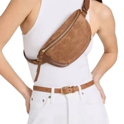 ^Jerome Dreyfuss Lino Suede Half Moon Zip Top Belt Strap Crossbody Belt Bag