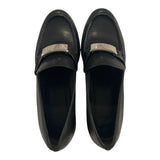 *Rag & Bone Canter Smooth Leather Silver Plaque Slip-On Stacked Heel Loafer, Size 40