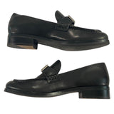 *Rag & Bone Canter Smooth Leather Silver Plaque Slip-On Stacked Heel Loafer, Size 40
