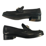 *Rag & Bone Canter Smooth Leather Silver Plaque Slip-On Stacked Heel Loafer, Size 40