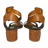 *Valentino Garavani Leather Ankle Strap Embossed V Logo 2" Block Heel Sandals, Size 40