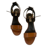 *Valentino Garavani Leather Ankle Strap Embossed V Logo 2" Block Heel Sandals, Size 40