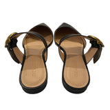 *Coach Verona Black Leather Pointed Toe Buckle Flat Mules, Size 10
