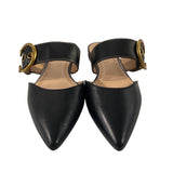 *Coach Verona Black Leather Pointed Toe Buckle Flat Mules, Size 10