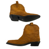*GANNI Suede Topstitched Seams Pointed Toe Western Pull-On Ankle Booties, Size 40