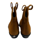*GANNI Suede Topstitched Seams Pointed Toe Western Pull-On Ankle Booties, Size 40