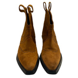 *GANNI Suede Topstitched Seams Pointed Toe Western Pull-On Ankle Booties, Size 40