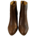 *Nisolo Dari 2.0 Leather Almond Toe Back-Zip Stacked Heel Bootie, Size 8