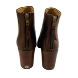 *Nisolo Dari 2.0 Leather Almond Toe Back-Zip Stacked Heel Bootie, Size 8