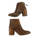 *Nisolo Dari 2.0 Leather Almond Toe Back-Zip Stacked Heel Bootie, Size 8