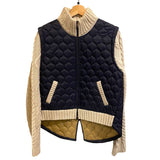 *Veronica Beard Patra Mixed Media Quilted Sweater Zip Front Mock Neck Jacket, Size M