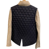 *Veronica Beard Patra Mixed Media Quilted Sweater Zip Front Mock Neck Jacket, Size M
