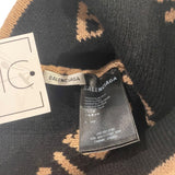 *Balenciaga Stretch Wool Rib Knit Intarsia Logo Cuffed Beanie Hat
