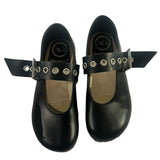 *No. 6 Maryjane Clog Leather Round Toe Buckle Strap Bendable Wood Base Clog, Size 37