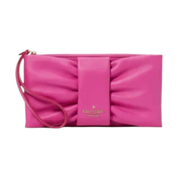 *Kate Spade Millie Smooth Leather Bow Front Zip Top Wristlet Clutch