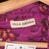 *Ulla Johnson Constance Silk Chiffon Metallic Floral Balloon Sleeve Tie Split Neck Top, Size 4