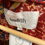 *ba&sh Gigi Fall Floral Long Blouson Sleeve V-Neck Contrast Trim Midi Dress, Size bs1=US 4