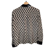 *Alice + Olivia Willa Stace Face Silk Long Sleeve Button-Up Shirt Top, Size M