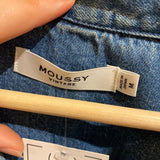 *Moussy Nashboro Long Sleeve Collared Raw Hem Crop Top, Size M