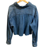 *Moussy Nashboro Long Sleeve Collared Raw Hem Crop Top, Size M
