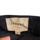 *Sezane Marino Wool Blend Twill High Rise Wide Leg Crested Button Sailor Pants, Size FR38=6