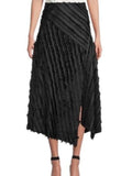 *NWT Rebecca Taylor Eyelash Satin Pieced Asymmetrical Hem Midi Skirt, Size 4