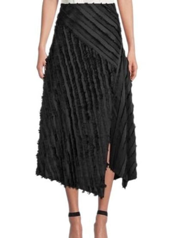 *NWT Rebecca Taylor Eyelash Satin Pieced Asymmetrical Hem Midi Skirt, Size 4